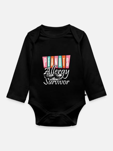 Peanut Allergy Survivor Awareness Nut Allergic - Baby Bio-Langarm-Body - Schwarz