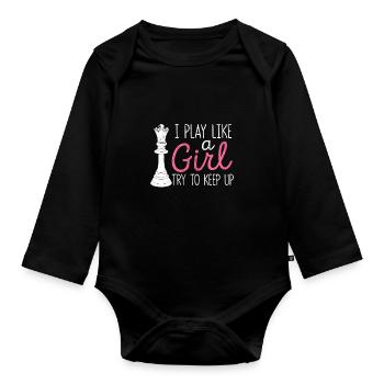 I'm playing like a girl who's trying to get along with the - Organic Longsleeve Baby Bodysuit - black - Front