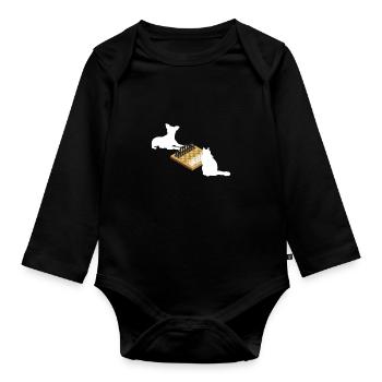 Lustiger Schachspieler Brettspiel Trainer Hund - Baby Bio-Langarm-Body - Schwarz - Vorne