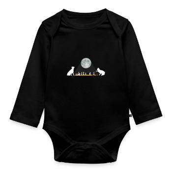 Funny Chess Player Board Game Coach Dog - Organic Longsleeve Baby Bodysuit - black - Front