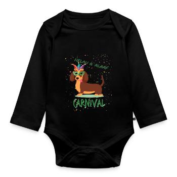 Dachshund, Carnival, Carnival, Helau, Alaaf - Organic Longsleeve Baby Bodysuit - black - Front