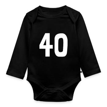 40. 40 YEARS. 40th ANNIVERSARY. 40TH ANNIVERSARY. - Organic Longsleeve Baby Bodysuit - black - Front