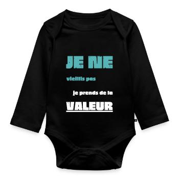 Men's, Women's, Humorous, Humorous T-Shirt Gift - Organic Longsleeve Baby Bodysuit - black - Front