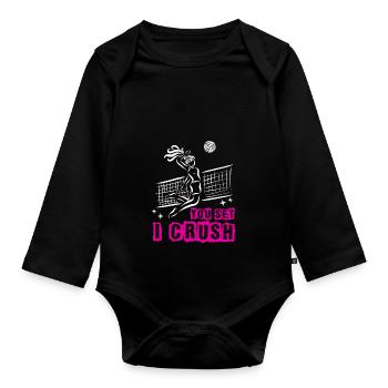 Volley-ball fille joueur de volley-ball Vintage - Body Bébé bio manches longues - noir - Devant