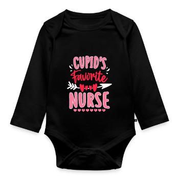 Cupid Favorite Nurse - Organic Longsleeve Baby Bodysuit - black - Front