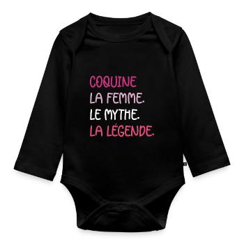 Coquine - Body Bébé bio manches longues - noir - Devant