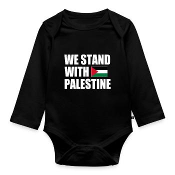 We stand with palestine - Organic Longsleeve Baby Bodysuit - black - Front