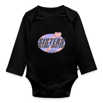 Les sœurs avant les messieurs | Couleurs modifiables - Body Bébé bio manches longues - noir - Devant