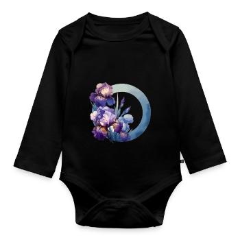 Iris dessinés - Body Bébé bio manches longues - noir - Devant