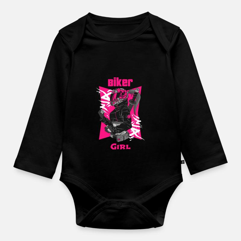 Fille motarde - Body Bébé bio manches longues - noir