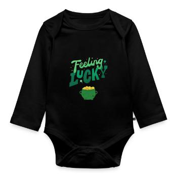 Lucky - Organic Longsleeve Baby Bodysuit - black - Front