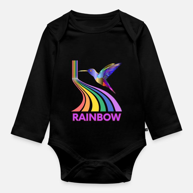 Arc-en-ciel - Body Bébé bio manches longues - noir