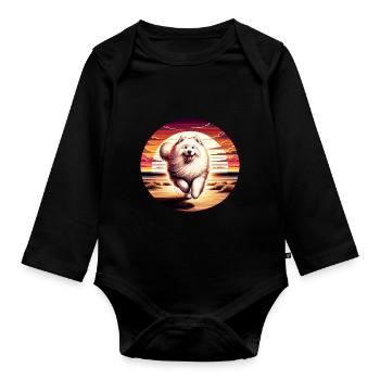 Samoyed Dog Gifts Cute Samoyed Dog Graphic - Organic Longsleeve Baby Bodysuit - black - Front