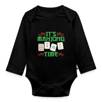 Cadeau pour les fans de Mahjong - Body Bébé bio manches longues - noir - Devant