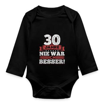 30. Geburtstag - Baby Bio-Langarm-Body - Schwarz - Vorne
