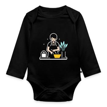 Humou ménage - Body Bébé bio manches longues - noir - Devant