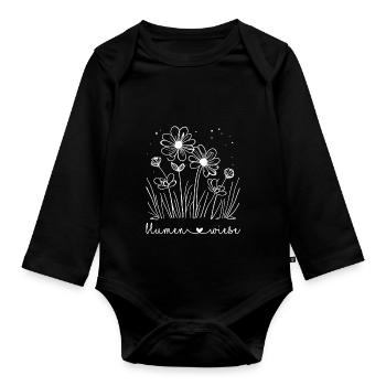 blumen🤍wiese - Baby Bio-Langarm-Body - Schwarz - Vorne