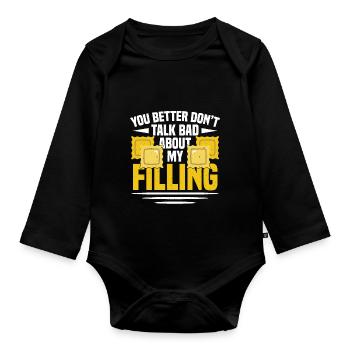 Ravioli Filling - Organic Longsleeve Baby Bodysuit - black - Front
