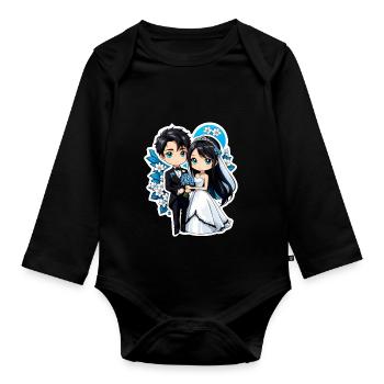 just married - pour mariage - Body Bébé bio manches longues - noir - Devant