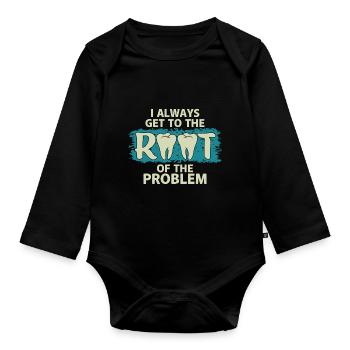 Always straight to the heart of the problem - Organic Longsleeve Baby Bodysuit - black - Front