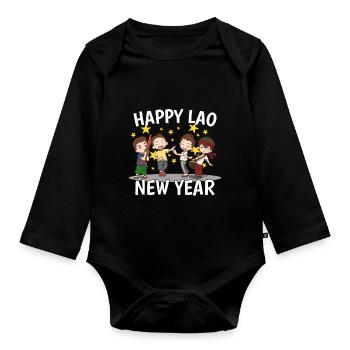 Laos Laote Lao Lao Cadeau du Nouvel An I - Body Bébé bio manches longues - noir - Devant