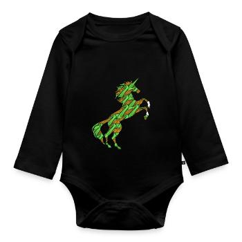 Corn Cobs Unicorn T-Shirt Corncob Maize Magical - Organic Longsleeve Baby Bodysuit - black - Front