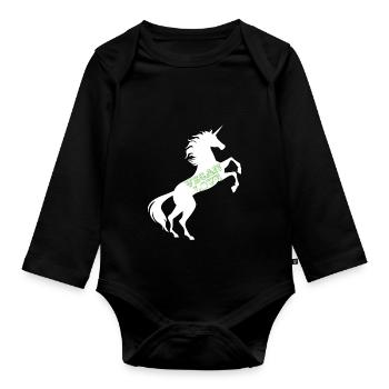 Licorne Vegan Love T-Shirt Végétarien Jeu de mots magique - Body Bébé bio manches longues - noir - Devant