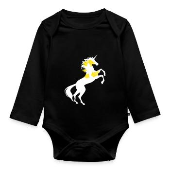 Recyceln Symbol Einhorn T-Shirt Recycling Magisch - Baby Bio-Langarm-Body - Schwarz - Vorne