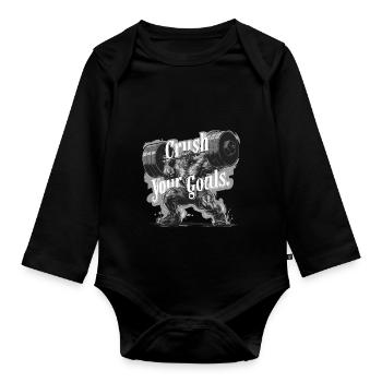 CRUSH YOUR GOALS - Organic Longsleeve Baby Bodysuit - black - Front