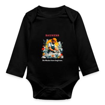 Mason Builder House Building Craft Gift - Organic Longsleeve Baby Bodysuit - black - Front