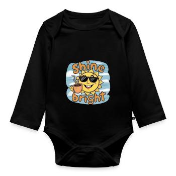 HELL LEUCHTEN - Baby Bio-Langarm-Body - Schwarz - Vorne