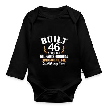 Built 46 Years Ago All Parts Original Outfit 46th - Organic Longsleeve Baby Bodysuit - black - Front