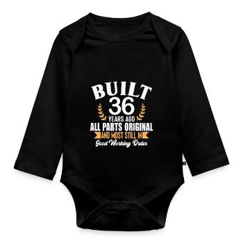 Built 36 Years Ago All Parts Original Outfit 36th - Organic Longsleeve Baby Bodysuit - black - Front