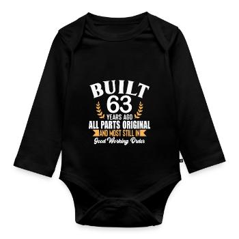 Built 63 Years Ago All Parts Original Outfit 63rd - Organic Longsleeve Baby Bodysuit - black - Front