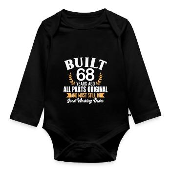 Built 68 Years Ago All Parts Original Outfit 68th - Organic Longsleeve Baby Bodysuit - black - Front