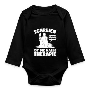 Physiotherapie Physiotherapeuten Physiotherapeut - Baby Bio-Langarm-Body - Schwarz - Vorne