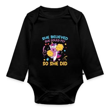 She Believed She Could Fly So She Did - Baby Bio-Langarm-Body - Schwarz - Vorne