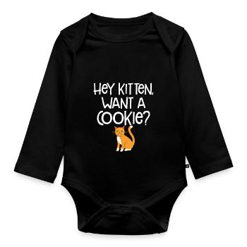 Hey Kitten Want A Cookie Cute Cat Animal Lover Fun - Body Bébé bio manches longues - noir - Devant
