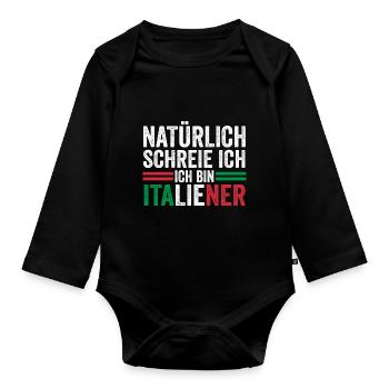 Italien Italiener Vaffanculo - Baby Bio-Langarm-Body - Schwarz - Vorne