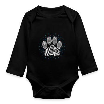 Dog Paw Funny Animal Pawprint Humor Pet Lover - Organic Longsleeve Baby Bodysuit - black - Front