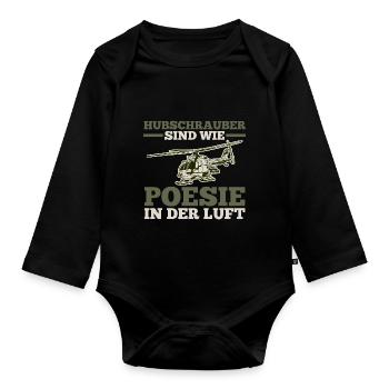 Pilot Helicopter Helicopter - Organic Longsleeve Baby Bodysuit - black - Front