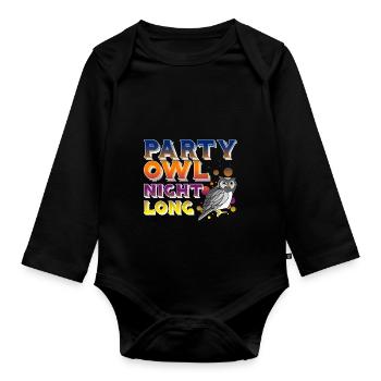 Nachteule Neon Raubvögel Nächtlicher Vogelliebhaber - Baby Bio-Langarm-Body - Schwarz - Vorne