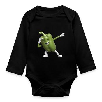 Paprika Geschenk - Baby Bio-Langarm-Body - Schwarz - Vorne