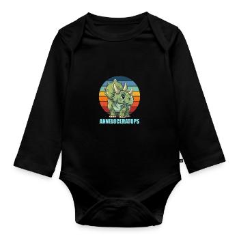 Idée cadeau anneloceratops pour Anne - Body Bébé bio manches longues - noir - Devant