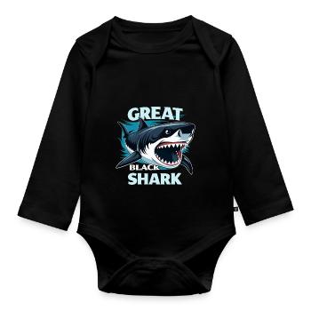 GREAT BLACK SHARK - Organic Longsleeve Baby Bodysuit - black - Front