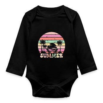 Summer Vibes - Retro Design - Organic Longsleeve Baby Bodysuit - black - Front