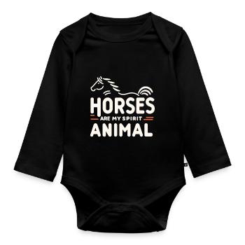 Pferde sind mein Seelentier - Baby Bio-Langarm-Body - Schwarz - Vorne