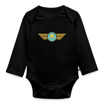 J’aime le Kazakhstan, T-shirt design de style élégance - Body Bébé bio manches longues - noir - Devant