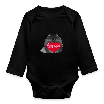 Ich liebe meinen Pom schwarz - Baby Bio-Langarm-Body - Schwarz - Vorne
