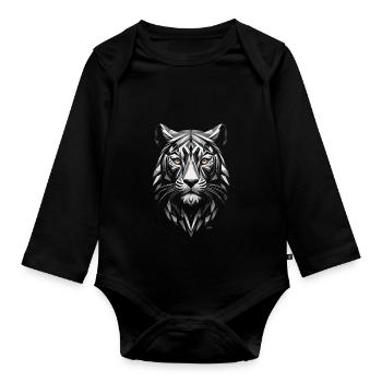 Wild - Geometrischer Panther - Baby Bio-Langarm-Body - Schwarz - Vorne